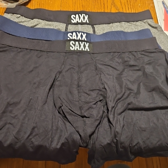 SAXX Men's Boxer Briefs - Classic Black, Navy, and Heather Gray - Picture 1 of 4